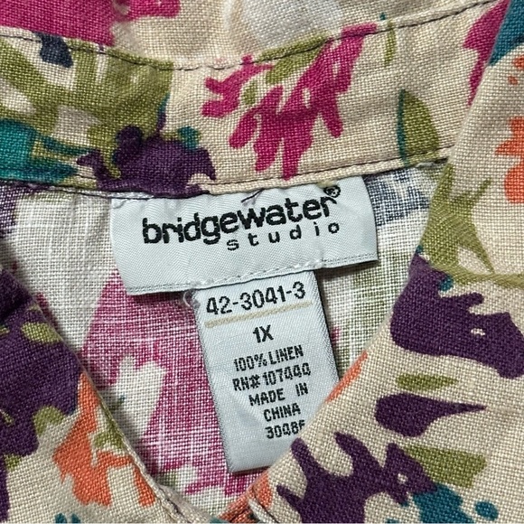 Bridgewater Studio 100% Linen Floral Women’s Button Down 1x Long Sleeve - Picture 4 of 8